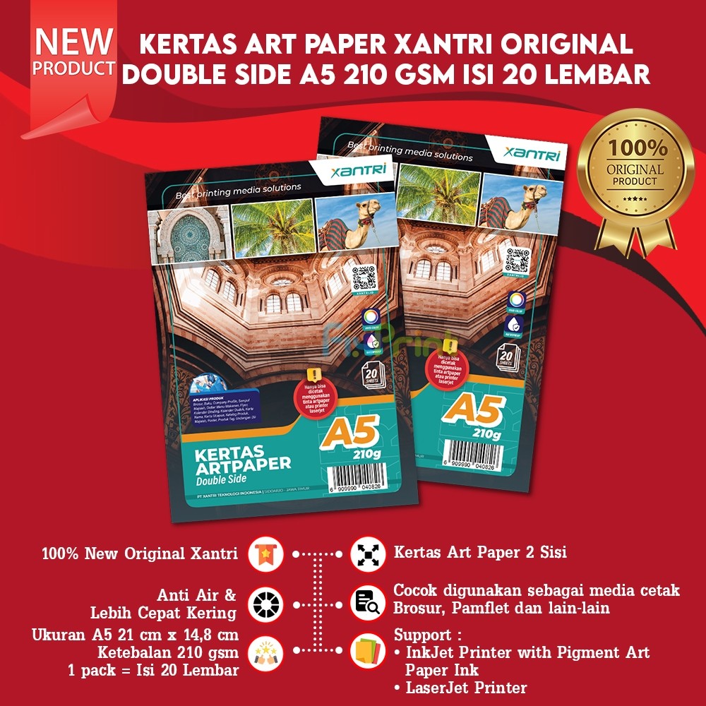 50 Sheets Kertas Photo Art Paper A5 210gsm 210 gsm Print Double Side Anti Luntur pakai Tinta Art Pap