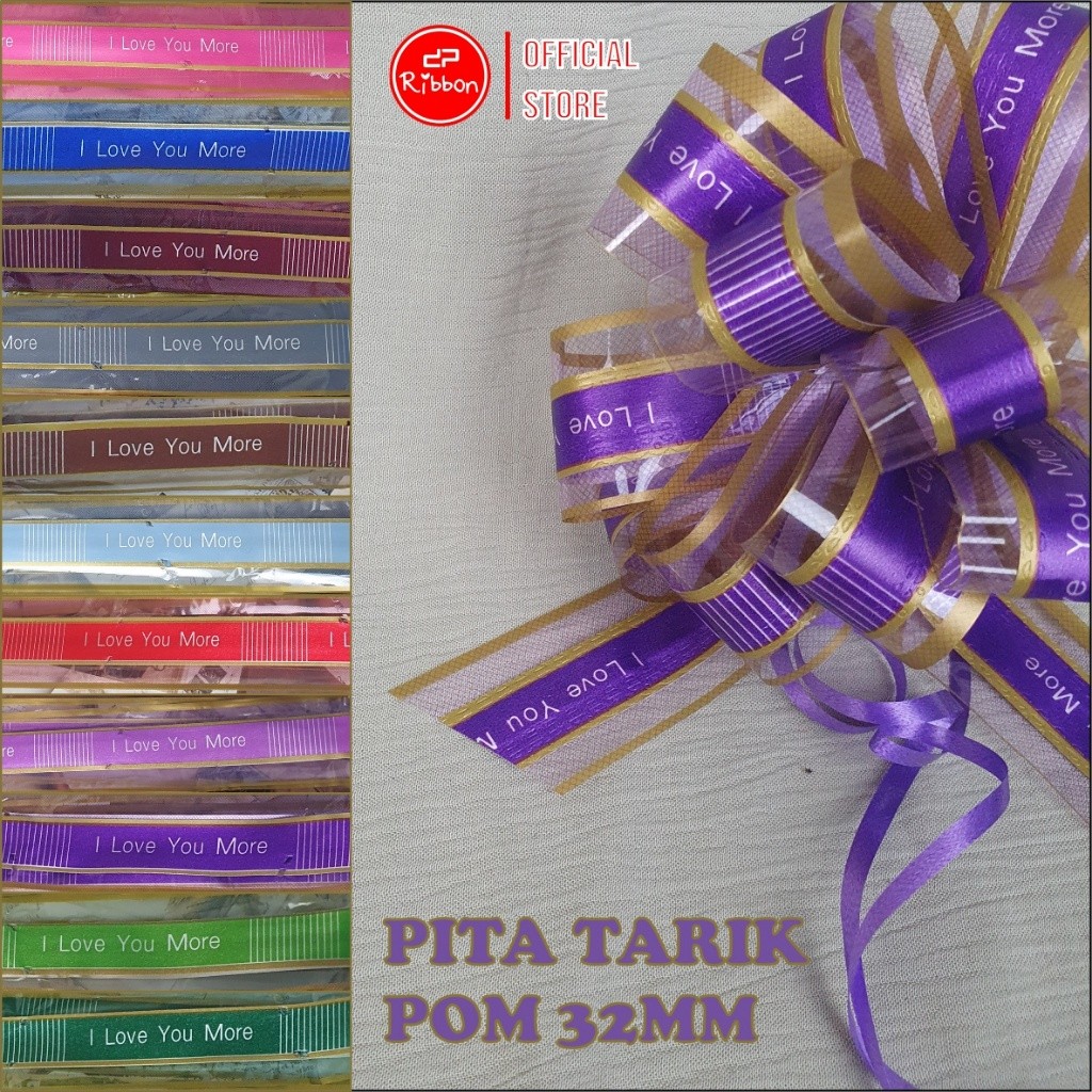 

Pita Tarik Pom 32mm Transparan I Love You More Kaca Bening Clear 32 mm ILY