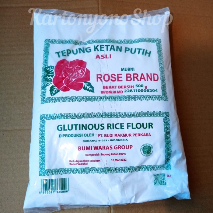 

Tepung Ketan Rose Brand 500gr Per Dus isi 20 bks