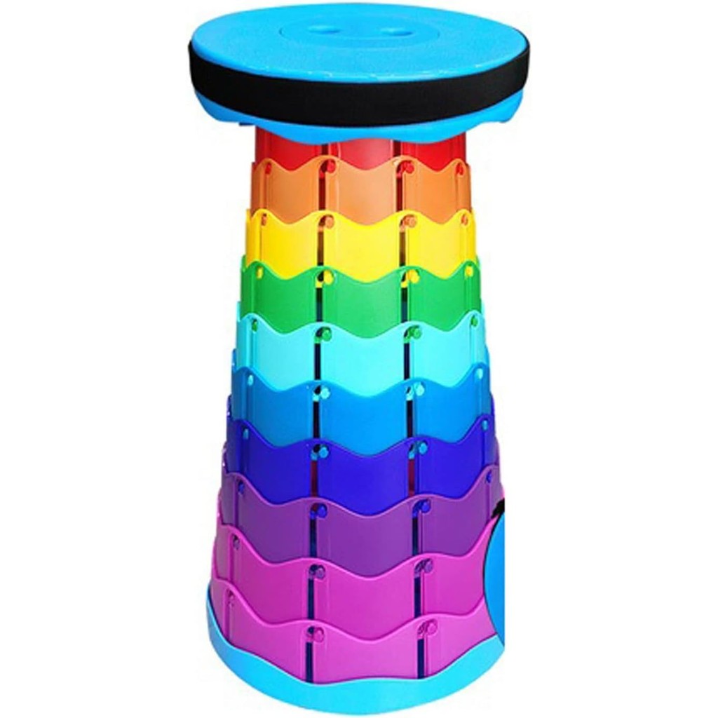 Kursi untuk Luar Ruangan Bangku Teleskopik Lipat Pelangi, Kursi Memancing Portabel, Tempat Duduk Ber