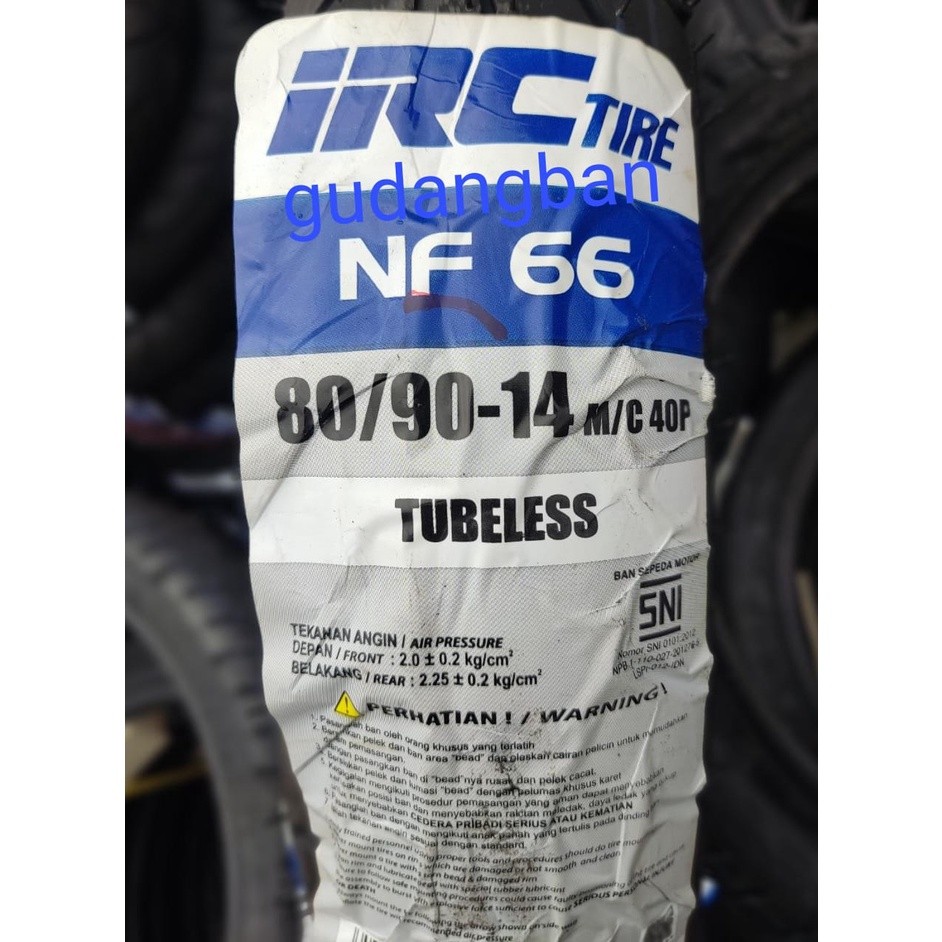 ( RING 14 ) Ban luar IRC NF66 80 / 90  - 14 NF 66 Tubeless Motor Matic