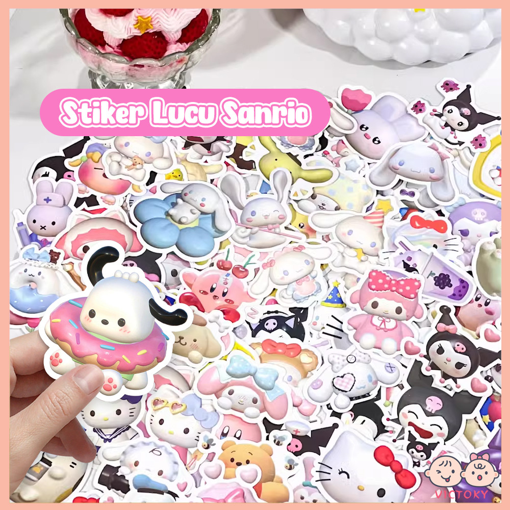 

VICTOKY Sticker Tahan Air 3D / Sticker Kartun Lucu Laptop Buku Journal Koper 100PCS