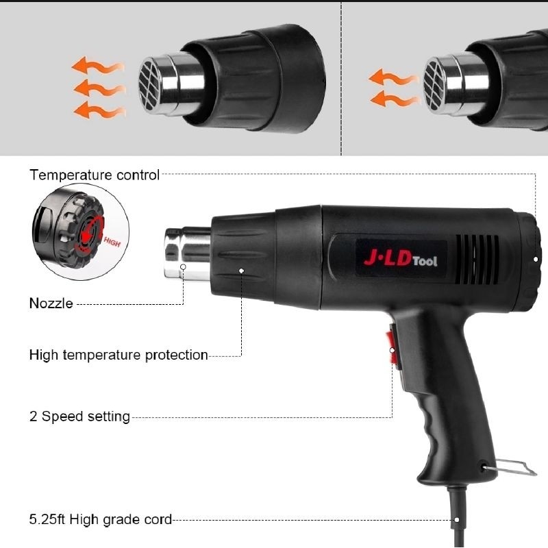 CB54GB JLD Hot Air Gun 1500W Heat Gun Blower Pemanas Plastik Pembuatan film mobil penghilangan dan p