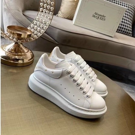 Top Quality Alexander McQueen Low cut Casual Platform Shoes Sneakers Men Women White Gold