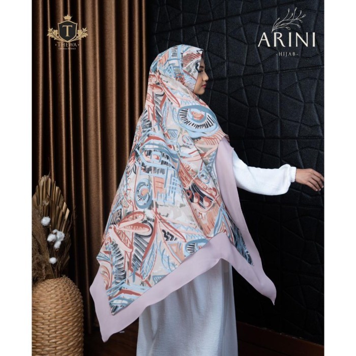✨BISA COD✨ - Kerudung/Khimar/hijab “ARINI MOTIF ''Jumbo Lancip  THEWA - PEACH