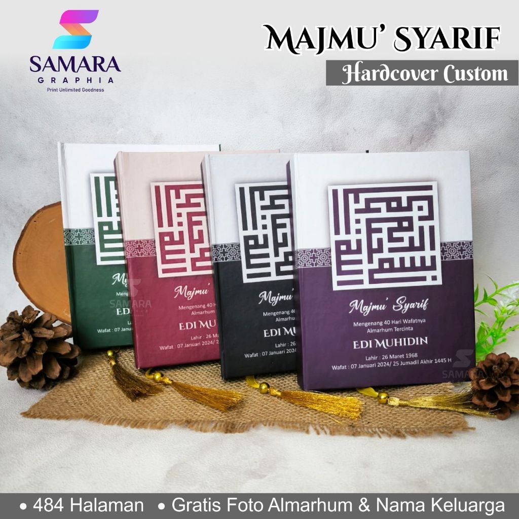 Buku Majmu Syarif YasinTahlil Hardcover Custom 484 Halaman Glossy Lengkap Foto Almarhum