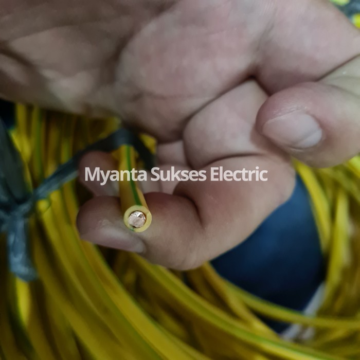 Kabel Tunggal NYA 4mm Meteran / Eceran - Kuning Hijau