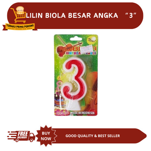 LILIN BIOLA BESAR ANGKA 3 - BIRTHDAY CANDLE
