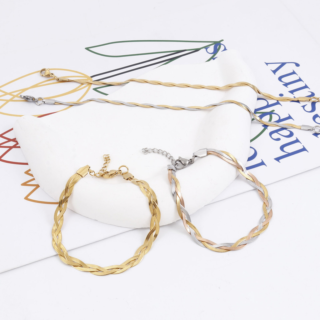 

Fashion 304 Stainless Steel 3in1 Crossover Snake Chain Bracelet For Women Men Gold/Silver Color Twist Bracelet Punk Jewelry Gift