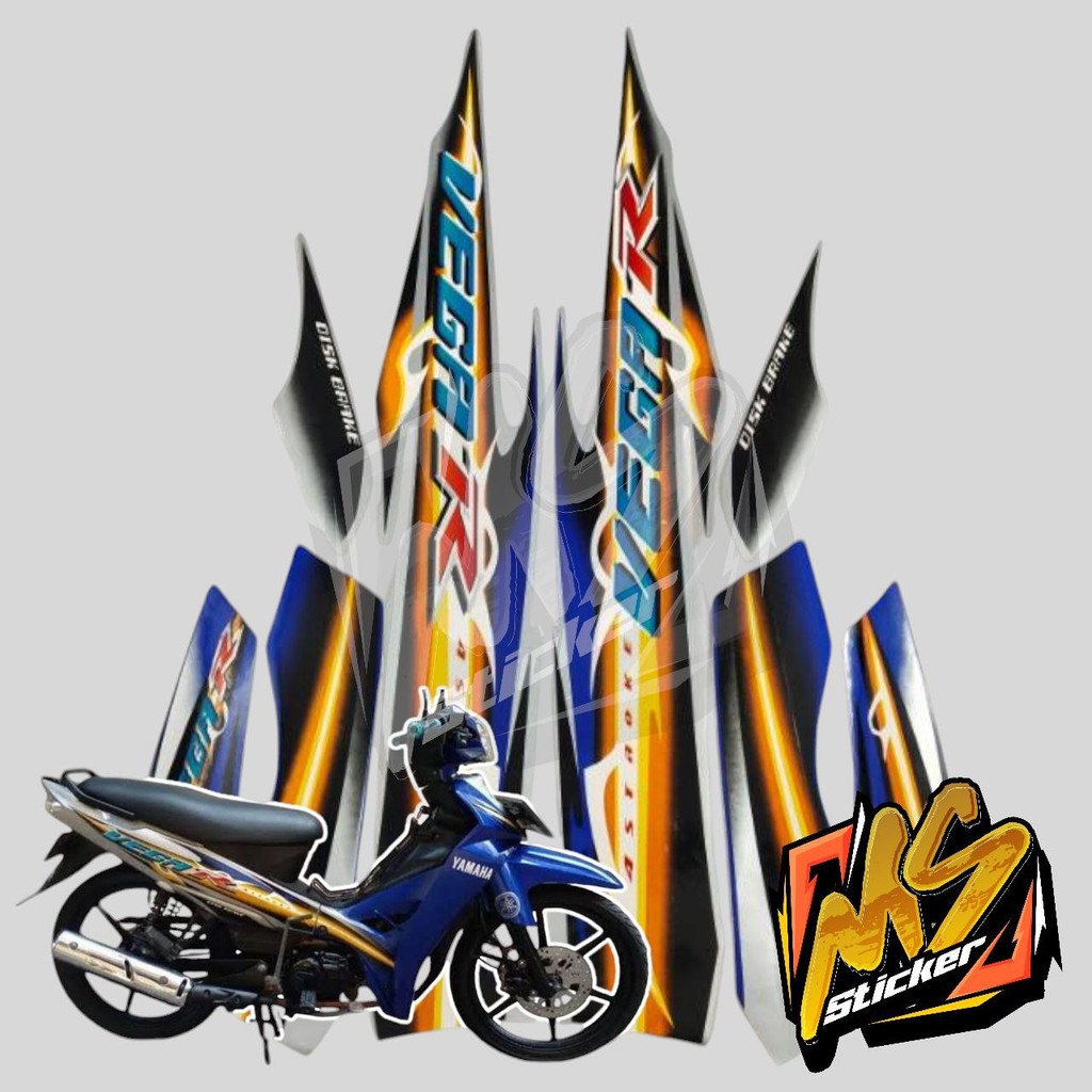 STICKER STIKER POLET LIS STRIPING MOTOR FULL BODY YAMAHA VEGA R NEW WARNA BIRU SILVER KUNING