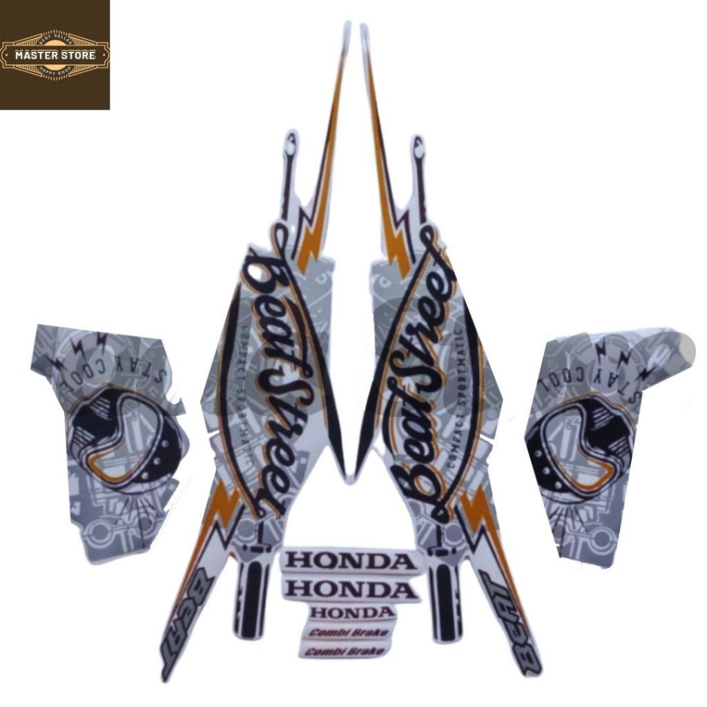 Sticker Striping Motor Honda Beat Street 2017 Full Silver list body motor beat Street