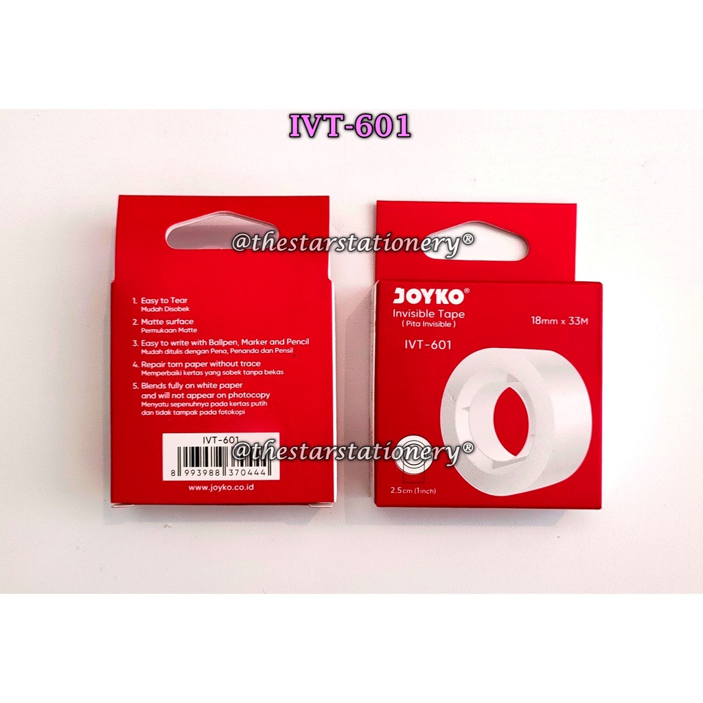 

(1 Biji) GROSIR Invisible Tape Joyko IVT-601 Pita Perekat Kertas Invisibel Joyko IVT-601 18mm x 33M