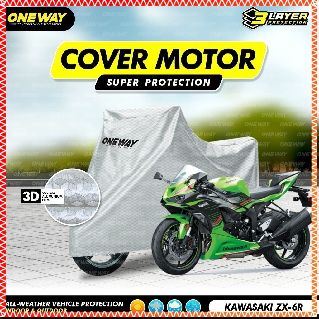 OneWay Cover Sarung Penutup Motor KAWASAKI ZX 6R 3 Layer Waterproof Pelindung Motor Anti Air Panas U