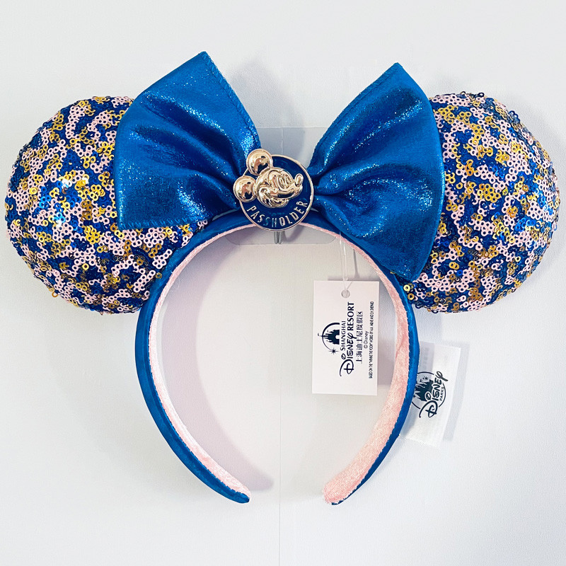 Original Disney Mickey Ears Headband Disneyland Minnie Mouse Ear Headband Cosplay Hairband Sequin Bo