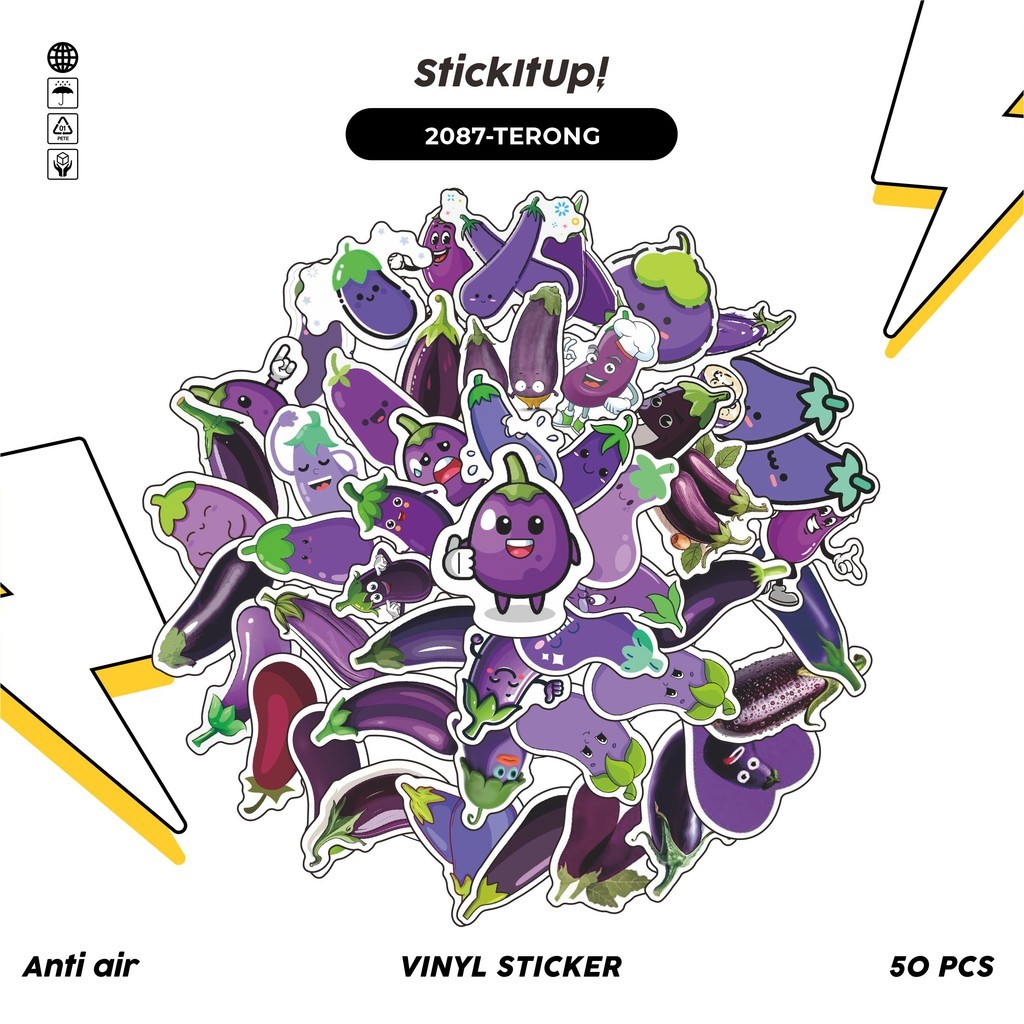 

COD✨ 50 Pcs Stiker TERONG Lucu Anti Air Untuk Dekorasi Notebook Sepeda Skateboard Handphone DIY