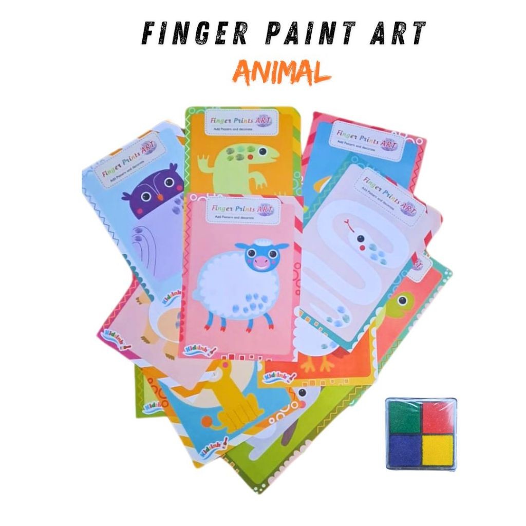 

KIDSINK Mainan Edukasi Finger Print Art / Lembar Aktifitas Mewarnai Anak / Coloring Sensory Play