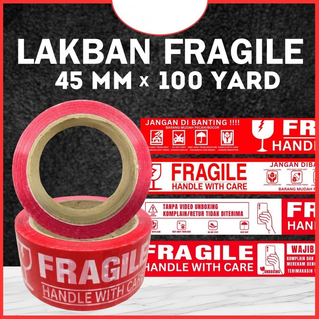 

LAKBAN Isolasi Solatip Fragile Handle With Care Jangan Dibanting 2" 100 Yard 2 INCH 45MM 100 Y Lakban Solasi Fragile 2in1 Merah Putih Jangan Di Banting 2 Inch IN 100 Y YARD 45MM Lakban Fragile Merah Putih 2In1 Unboxing 100 Yard 2 inch in 45mm 48mm