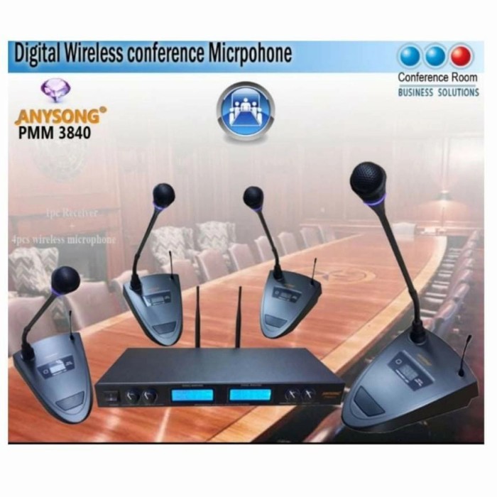 Mic Wireless Conference Anysong Pmm 3840 / Mic Wireless Podium 4mic
