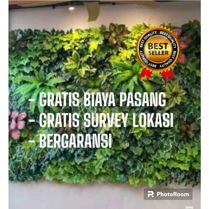 DEKORASI DINDING VERTICAL GARDEN - TANAMAN PLASTIK - GREEN WALL DINDING - TANAMAN RAMBAT