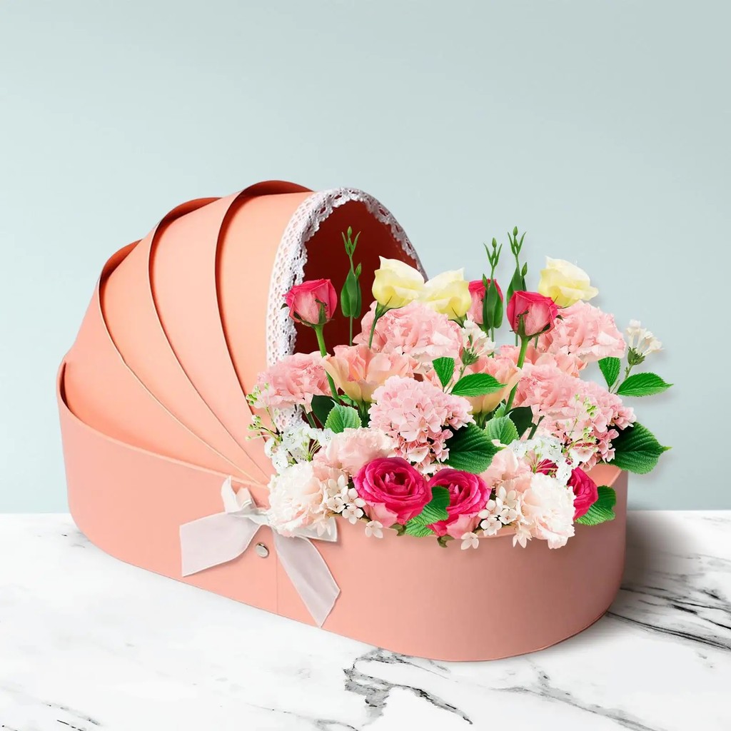 

Lace Ribbon Flower Box Creative Gift Arrangement Basket Cradle Flower Packing Boxes for Home Decor Florist Supplies Wedding