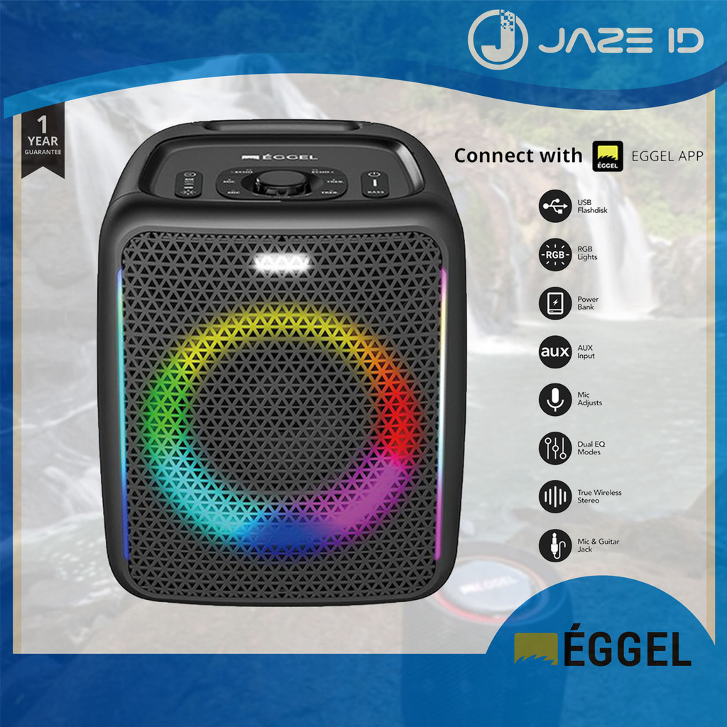 Eggel Fortis 2 Portable Party Speaker with RGB Lights Karoake Smart TWS USB Aux