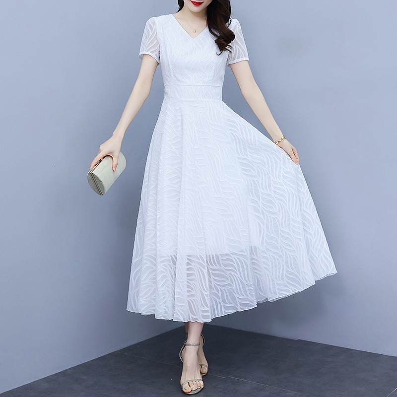 Dress Pesta Putih Mewah Elegan/Dress Putih Polos Terbaru