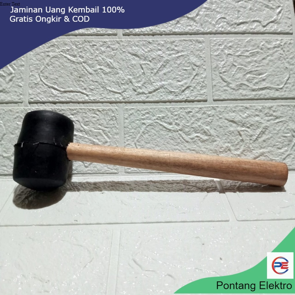 

Palu KARET HITAM / Palu Keramik Granite HITAM / Palu KARET Gagang Kayu - 8oz (200gram) COD By Pontang Elektro
