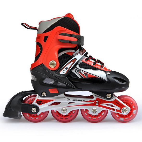 black single flash inline roller skates street roller skates youth adjustable aluminum bracket rolle