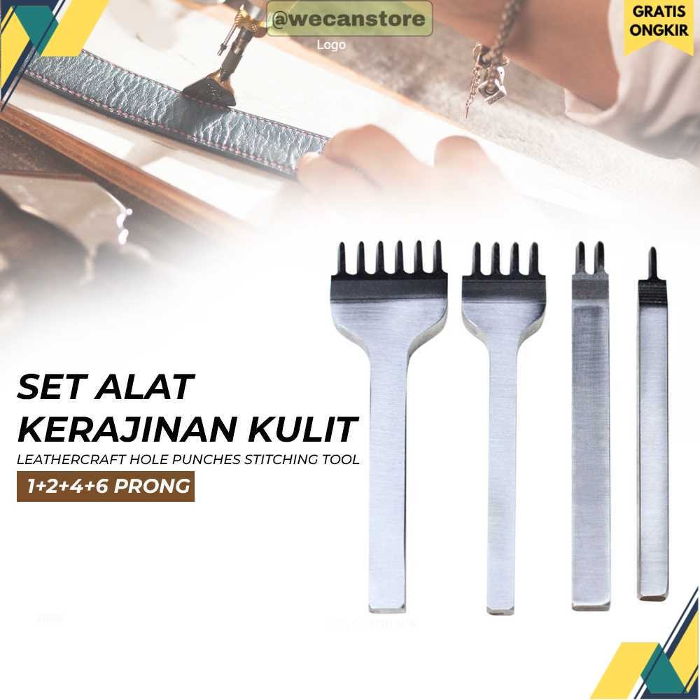 

(ASJ) Alat DIY Kulit Leathercraft Hole Punches Stitching Tool 1+2+4+6 Prong