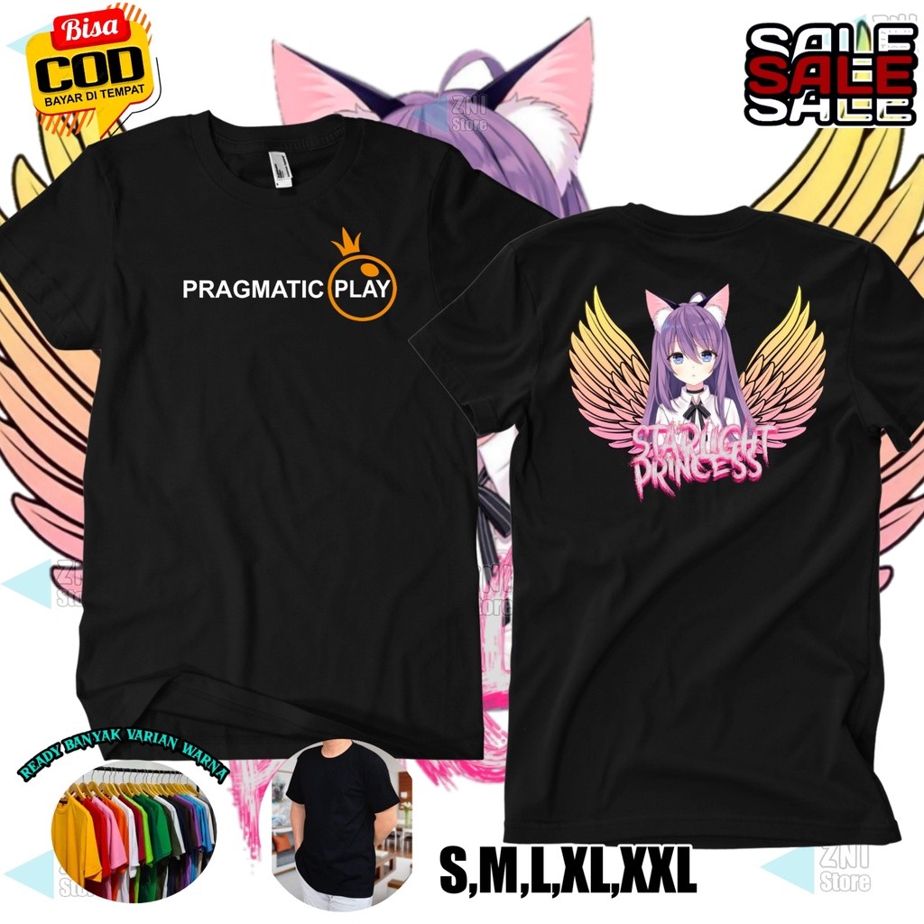 Kaos Atasan Pakaian T-Shirt Distro Pragmatic Play STARLIGHT PRINCESS Unisex Cewe Cowo / Pria Wanita
