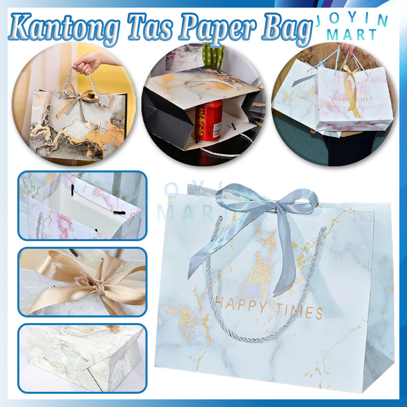 

Kantong Tas Paperbag/Paper Bag Kertas Karton With Ribbon/Paperbag Motif Marble