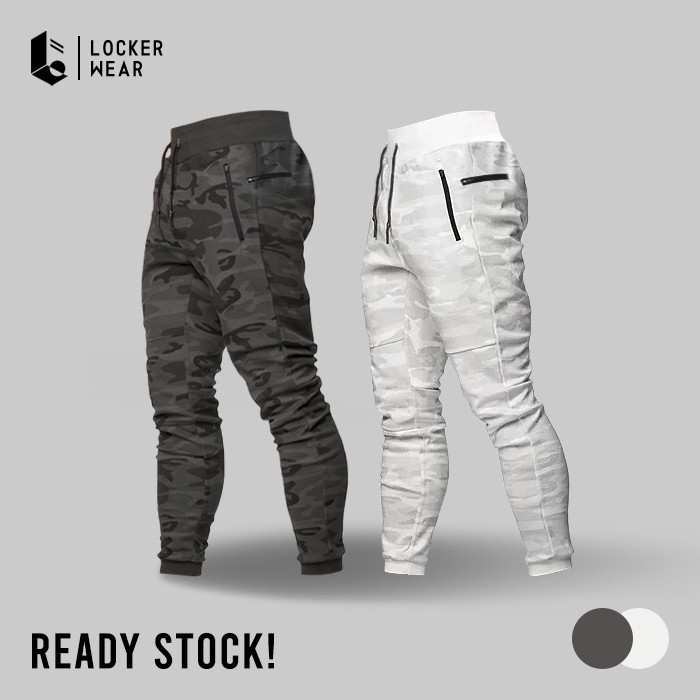 Terlaris ✨ -Celana Panjang Olahraga Pria Jogger Sweatpants Tracking Lari Jogging - Putih, XXL