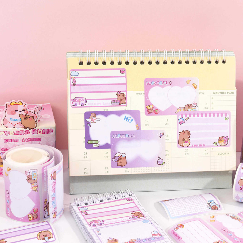 

BEST STICKY NOTES ROLL / STIKER LABEL NAMA ROLL OUT BOX MOTIF KAWAII