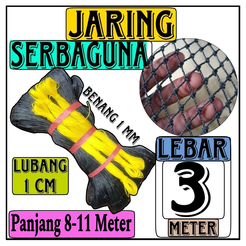 Jaring Burung Jaring ayam Lubang Kecil 1 Cm Ukuran Lebar 3 Meter x Panjang 7-10  Meter