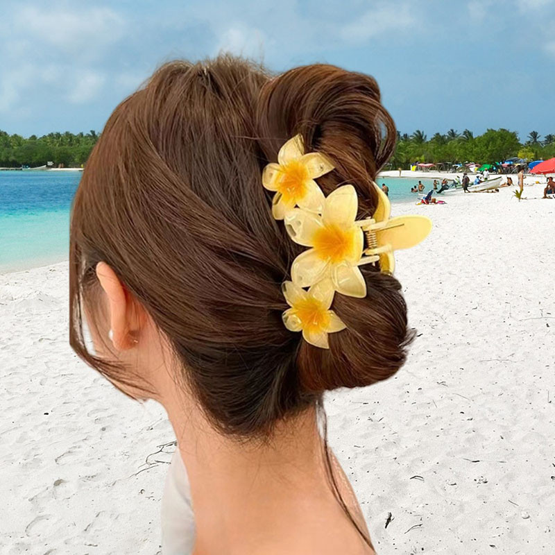 

Fashion Gradient Egg Flower Hair Claws Clip Women Girls Sweet Acrylic Hairpins Summer Beach Hawaiian Headwear Hair Accessories