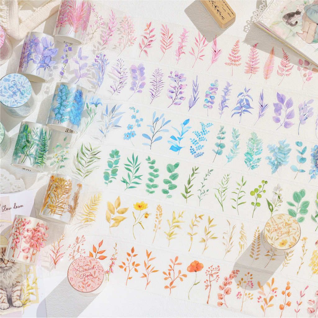 

Summer Greenery Washi Tape Green Tropical Leaves Masking Tape 50mm Assorted Plants Cactus Succulents Decorative Tape Sticker