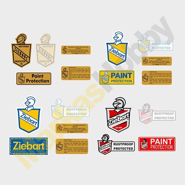 Ziebart Protection Anti Karat Stiker Variasi Sticker Peringatan Detail Warning Set Emblem Mobil Deca