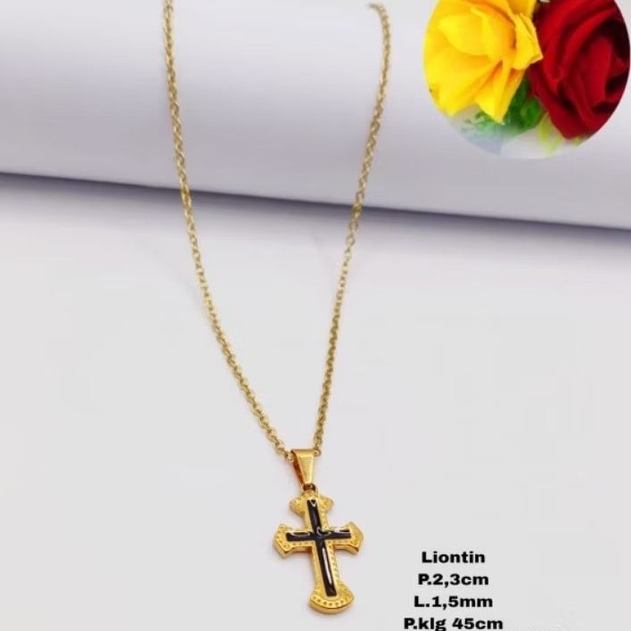 kalung rantai Titanium salib fashion wanita