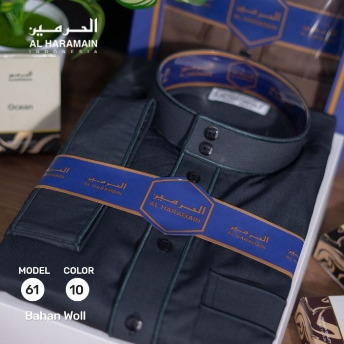 ✨Anh.S✨ -  READY STOCK Al Haramain jubah/gamis woll premium non Manset Pria Dewasa - Abu-abu, 48