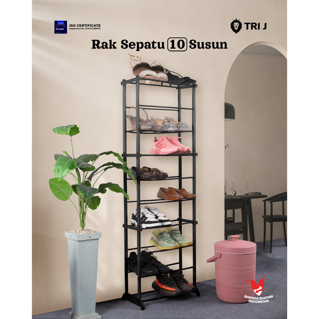 TERBARU TRI J RAK SEPATU 10 TINGKAT PLASTIK / RAK JILBAB HIJAB 10 SUSUN AMAZING SHOE RACK