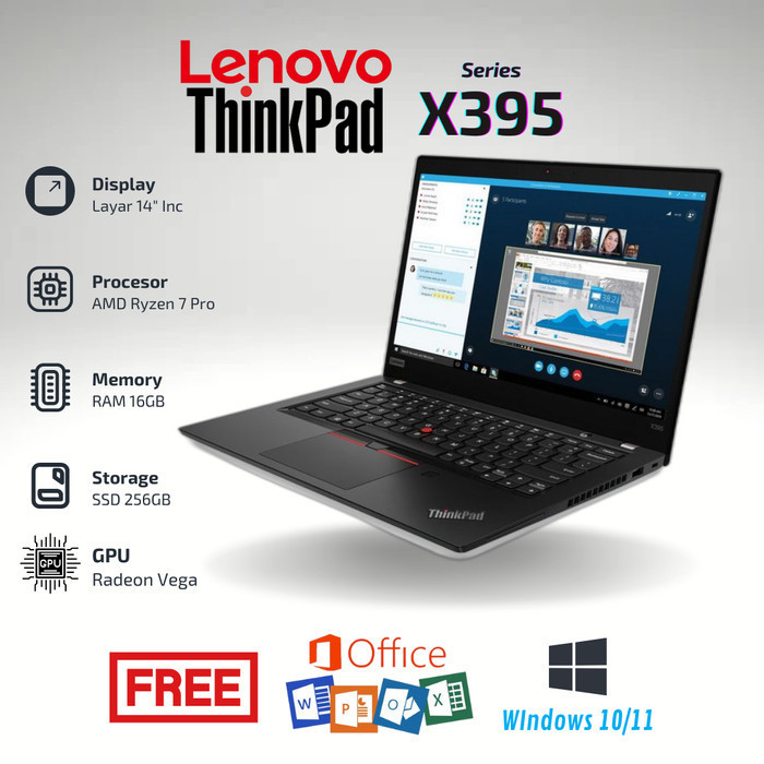 Laptop Lenovo Thinkpad X395 AMD Ryzen 7 Pro RAM 16GB SSD 256GB Second Murah Berkualitas - 128 gb