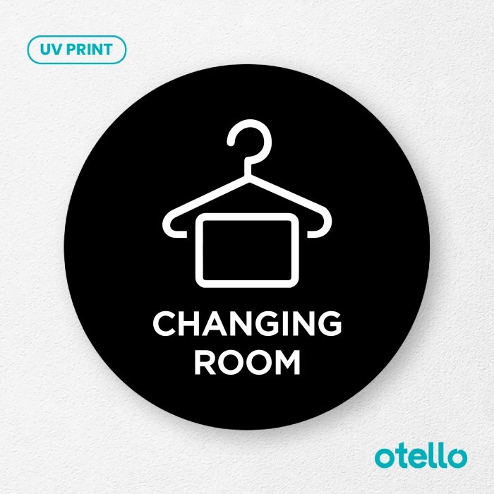 

Changing Room Sign Board Ruang Ganti Acrylic Signage Stiker Label Nama - Bulat Hitam, 15 cm