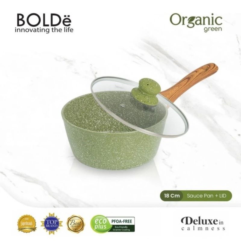 BOLDe Organic Green Sauce Pan 18cm + Lid / Sauce Pan Bolde
