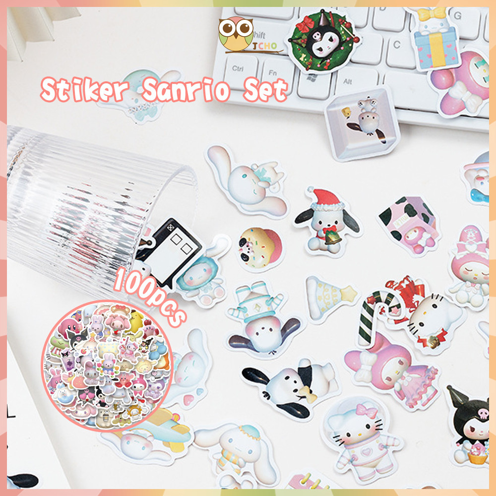 

(BLESS) 100PCS Sanrio Melody Kuromi Cinnamoroll Stiker Buku Harian Laptop Sticker Helm Stickers