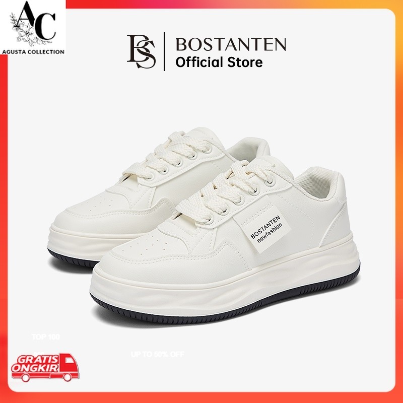 Sepatu Korea / 【New Arrival】BOSTANTEN Sepatu Kets Wanita Desain Keren Siswa Hitam Putih Nyaman Ukura