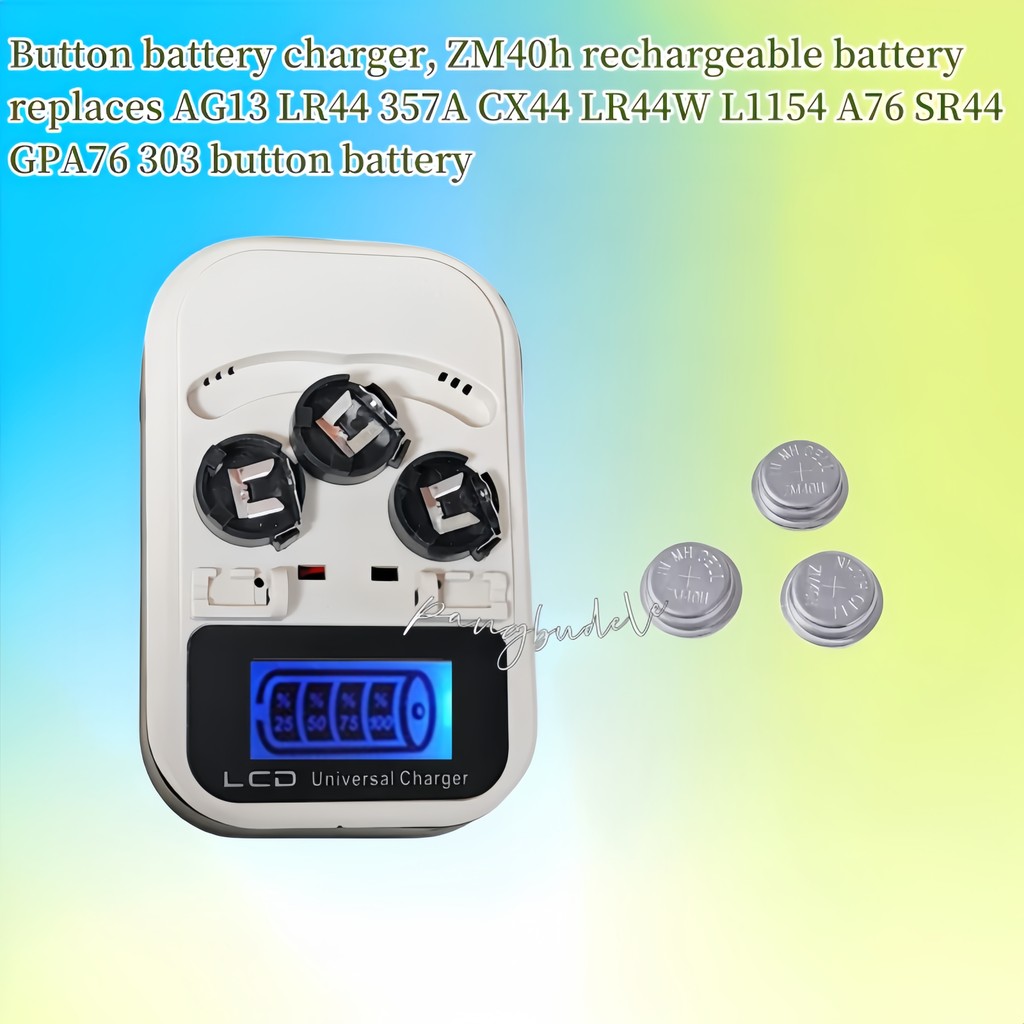 High quality charger+3PCS/ZM40H rechargeable button battery, replacing LR1154 LR44 AG13 357A disposa