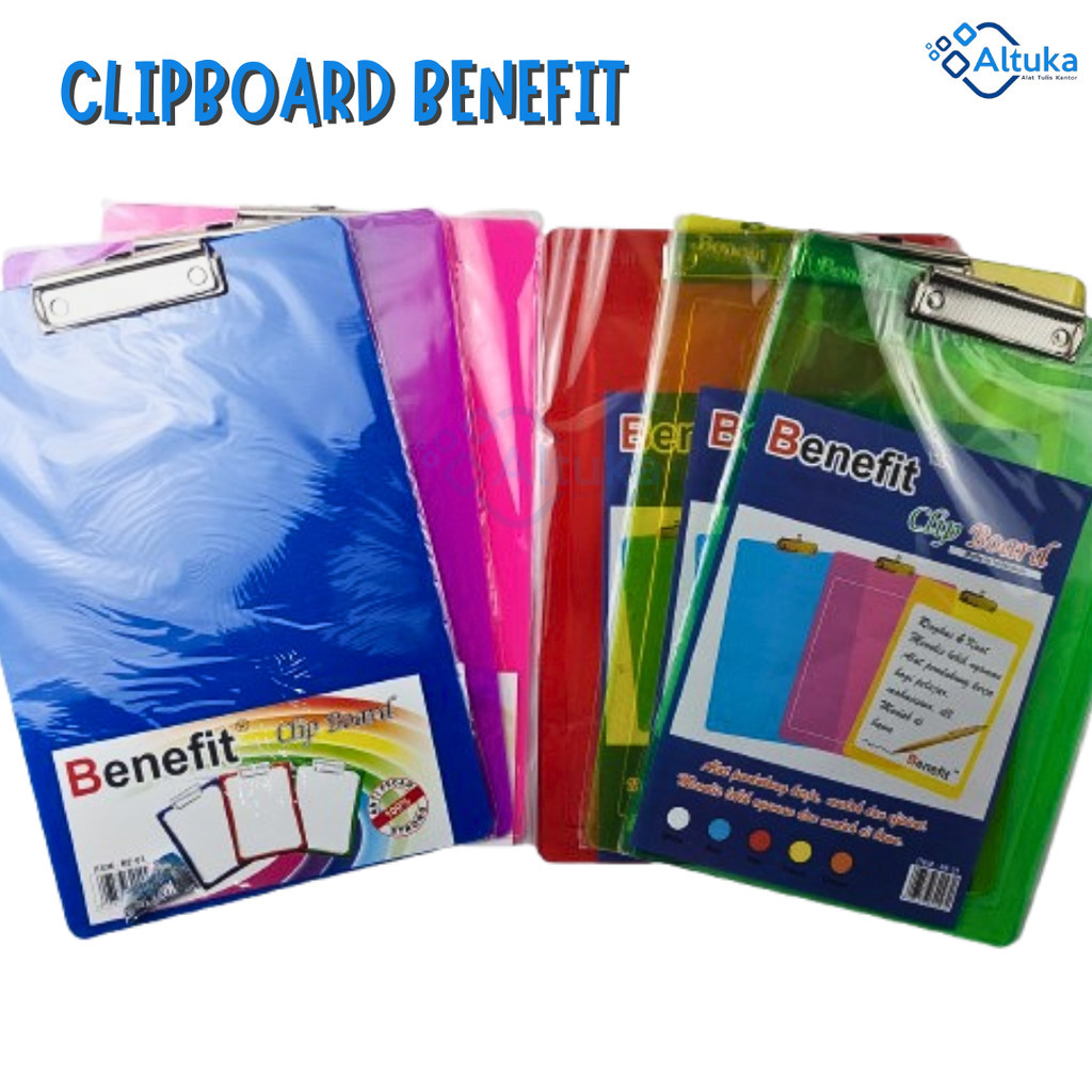 

Papan Dada / Papan Jalan / Clip Board BENEFIT Ukuran Folio / Clip Board Plastik Solid Transparan BE-03 BE-01