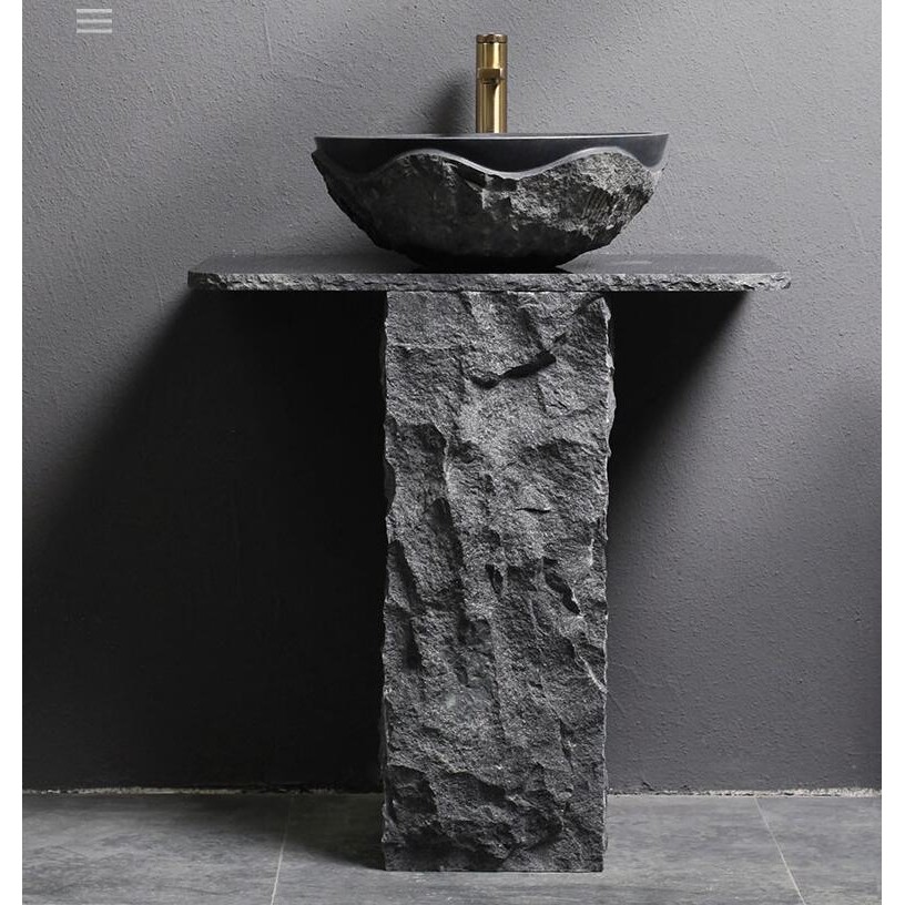 Black granite pedestal sink bathroom stone sink granite Washing basin manufacturer wholesaler cheap 