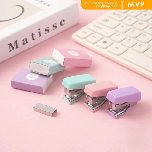 

MVP Staples Mini Set Plus Refill Stapler Mini Set Macaron Color Staples Kecil Portabel