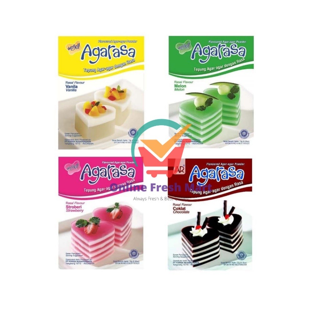 

Nutrijell Agarasa Agar Agar Cokelat Vanilla Melon Strawberry 10 g - Online Fresh Mart